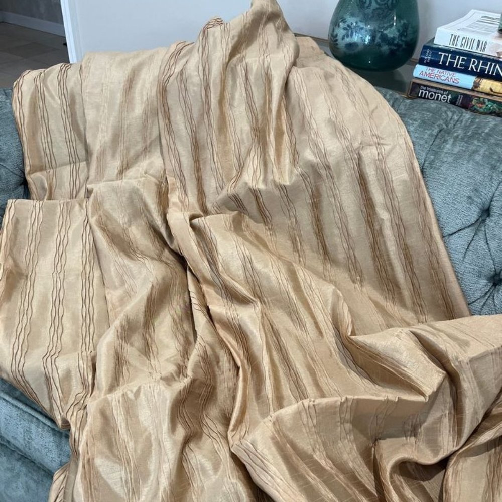 Sets of 2 Custom 39.5W X 96L Gold/Tan Double Lined Room-darkening Curtains